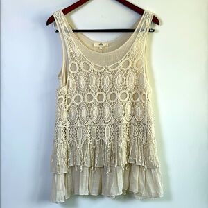 Entro M‎ Women'sCrochet Overlay Tank Top Boho 
FestivalStyle Like New